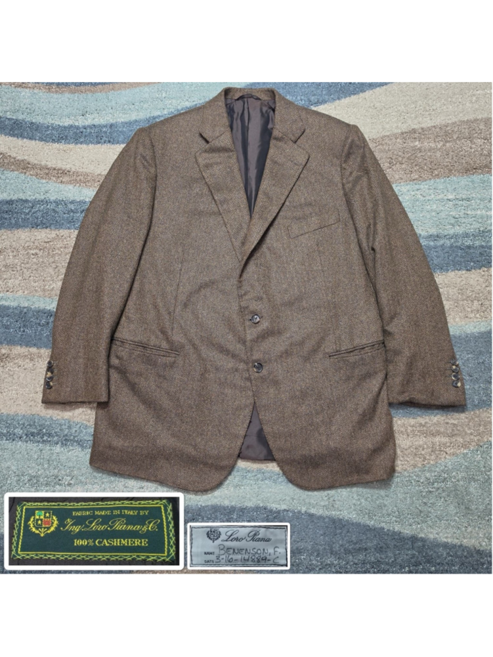 Loro Piana Cashmere Blazer Mens 100% Cashmere Herringbone Sport Coat Italy